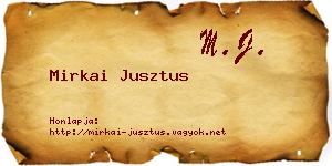 Mirkai Jusztus névjegykártya